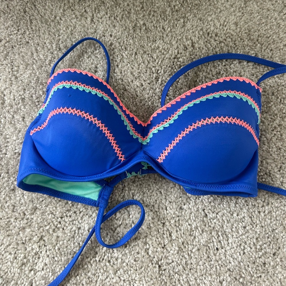 Vibrant Blue and Pink Bikini Top